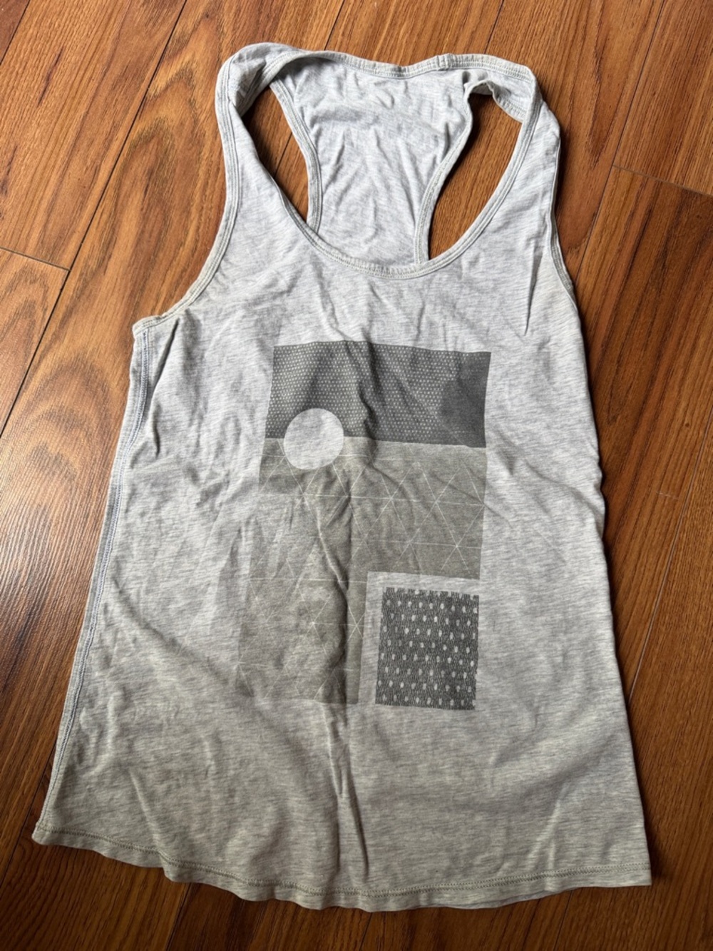 Lululemon Light Gray Women's Racerback Tank Top with Geometric Print